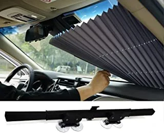 Retractable Windshield Sun Shade for Car, Double Suction Cups for Durable Suction Power, Easy to Install and Use, Universal Car Sun Shades Keep Your Vehicle Cool