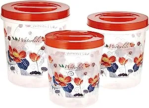 Nakoda Delite Storage Container Set 3-Pieces, Clear/Red