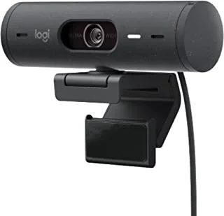 Logitech Brio 500 Full HD Webcam with Auto Light Correction,Show Mode, Dual Noise Reduction Mics, Webcam Privacy Cover, Works with Microsoft Teams, Google Meet, Zoom, USB-C Cable - Graphite