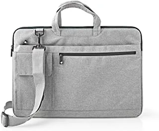 حقيبة نوت بوك NEDIS لأجهزة الكمبيوتر المحمولة مقاس 17-18 بوصة مع بطانة مضادة للصدمات وحزام كتف و 8 جيوب ، رمادي