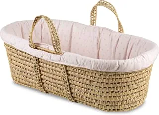Gloop Moses Basket, Super Soft, Perfect For Baby'S Delicate Skin, Made By Hand, 100% Organic Cotton, Super Light Weight, Blush Rose, 0-6 Months