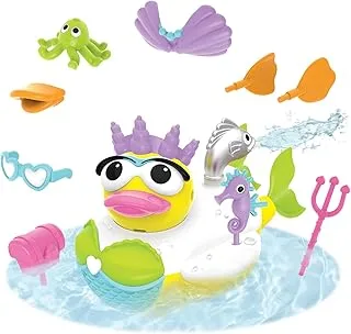 Yookidoo Jet Duck Mermaid Bath Toy with Power Shooter - تنمية حسية ومتعة وقت الاستحمام للأطفال - لعبة حمام تعمل بالبطارية مع 15 قطعة - الأعمار 2+