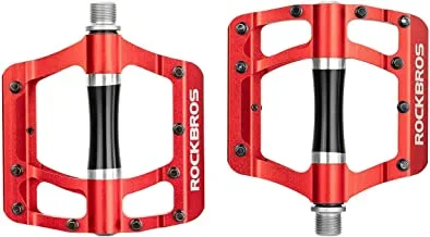 Rockbros 2020-12CRD دواسات دراجة من سبائك الألومنيوم مانعة للانزلاق ، أحمر