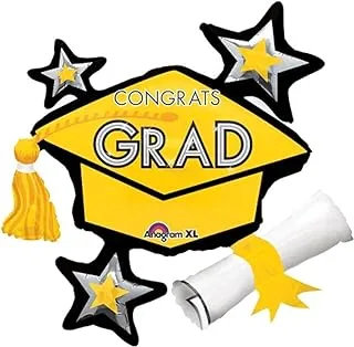Congrats Grad Yellow Cluster SuperShape Balloon 31 x 29 in