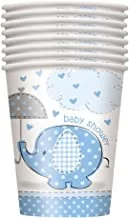 Unique Party 41696 - 9oz Blue Elephant Baby Shower Paper Cups, Pack of 8