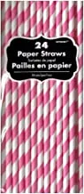 New Pink Paper Straws 24pcs
