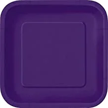 Unique Industries, Square Cake Paper Plates, 16 Pieces - Dark Purple