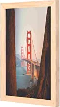 جسر البوابة الذهبية من لووا ، لوحة جدارية سان فرانسيسكو بإطار خشبي جاهز للتعليق للمنزل ، غرفة النوم ، غرفة المعيشة والمكتب ، ديكور المنزل مصنوع يدويًا ، لون خشبي 23 × 33 سم من LOWHA