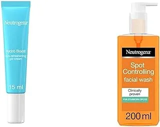 Neutrogena Eye Cream Gel, Hydro Boost, Refreshing, 15Ml & Spot Controlling Oil-free Facial Wash, 200ml