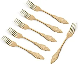 SOLETER Stainless Steel Dinner Fork With Mirror Polish & PVD| 6 Pieces Fruit Forks | Dessert Pastry Salad Forks for Home- Office- Dessert Shop and Party, gold
