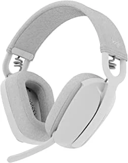 Logitech Zone Vibe 100 Lightweight Wireless Over-Ear Headphones with Noise-Cancelling Microphone, Advanced Multipoint Bluetooth Headset, Works with Teams, Google Meet, Zoom, Mac/PC - White