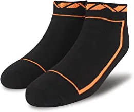 NIVIA Stripes Sports Socks Ankle (Black/F.Orange)