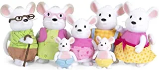 Li'l Woodzeez WZ6710Z Li’l Woodzeez – Nibblekin Mouse Family with Grandparents – 7pc Set with Miniature Figurines – Animal Toys and Accessories for Kids Age 3+