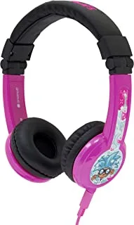 ONANOFF BuddyPhones Explore Foldable, Volume-Limiting Kids Headphones with Travel Bag, Built-In Audio Sharing Cable with Mic, Compatible with Fire, iPad, iPhone, and Android Devices, Pink