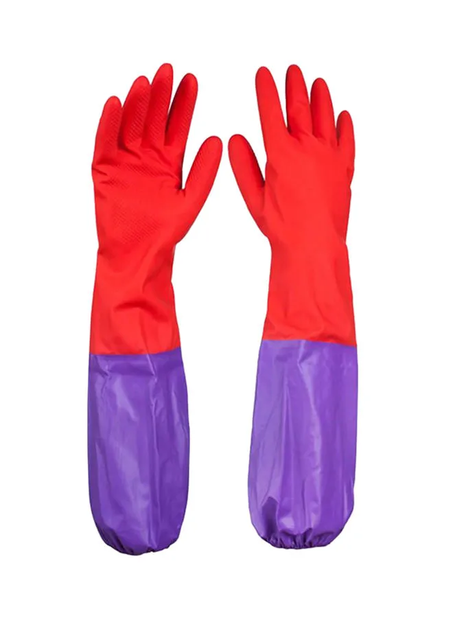 QiaoKai Waterproof Long Sleeves Latex Gloves Purple/Red 50centimeter