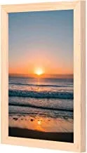 LOWHa Beach at Sunset Wall art with Pan Wood framed Ready to hang for home, bed room, office living room Home decor hand made wooden color 23 x 33cm By LOWHa