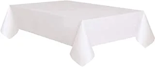 Unique Party 50180 - مفرش مائدة من الورق الأبيض مبطن بالبلاستيك ، 9 أقدام × 4.5 قدم
