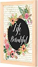 LOWHA life is beautful rose Wall Art with Pan Wood framed Ready to hang for home, bed room, office living room Home decor hand made wooden color 23 x 33cm By LOWHA