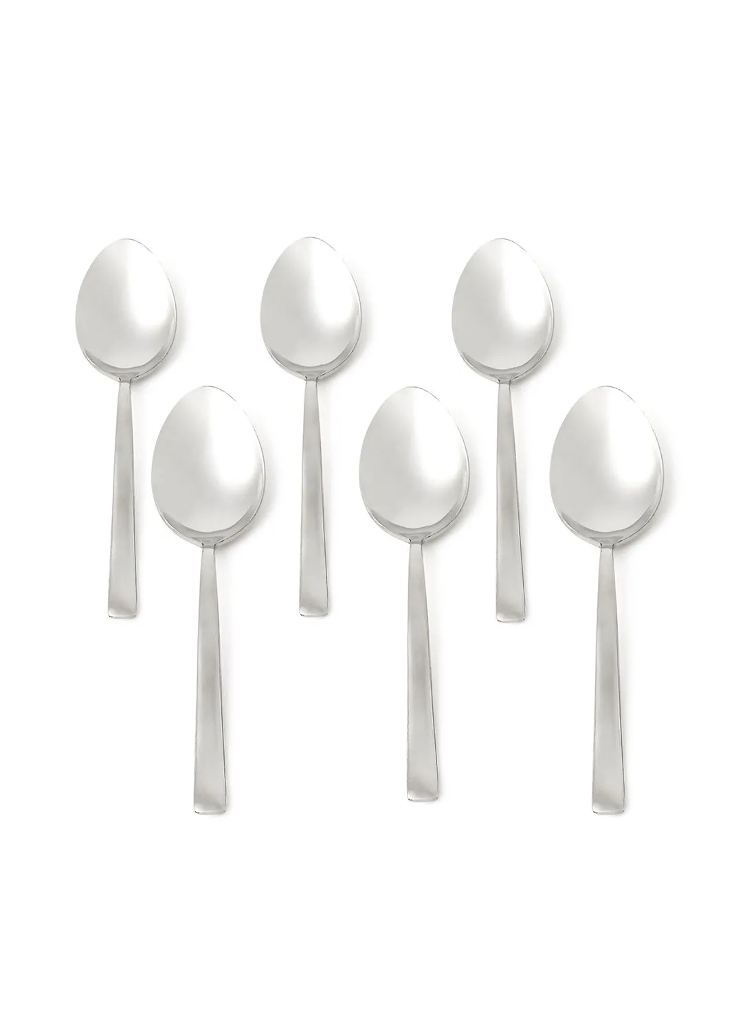 noon east 6 Piece Teaspoons Set - Made Of Stainless Steel - Silverware Flatware - Spoons - Spoon Set - Tea Spoons - Serves 6 - Design Spade Silver