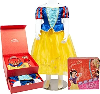 مجموعة ملابس تنكرية للفتيات من Party Center Disney Princess Snow White Ultra Prestige ، تتضمن عصا وتاج وحقيبة صغيرة ، للأعمار من 5 إلى 6 سنوات (متوسط) ، متعدد ، KGC2104 ، KGC2108