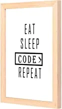 LOWHA eat sleep code repate Wall Art with Pan Wood framed Ready to hang for home, bed room, office living room Home decor hand made wooden color 23 x 33cm By LOWHA