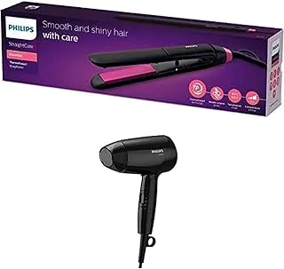 Philips Straightcare Essential Thermoprotect Straightener. 2 Temperature Settings. & Essential Care. Thermoprotect. Foldable. 1200W. Dc Motor. 3 Heat/Speed Settings + Cool Shot. No Ions