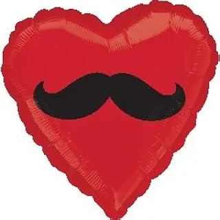 Mustache Heart Foil Balloon 18in