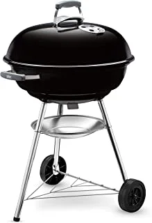 WEBER - Compact Kettle Barbecue , Charcoal Grill, Porcelain-enameled bowl and lid, Black 98cm Height x56cm Width x 63cm Depth, 1321004