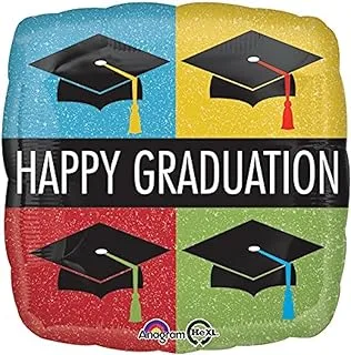 Happy graduation caps square foil balloon 18in