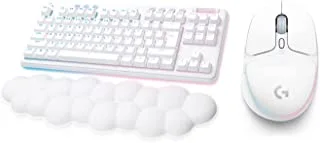 Logitech G Wireless Gaming Combo, G715 Keyboard and G705 Mouse, Customisable LIGHTSYNC RGB Lighting, LIGHTSPEED Wireless, Bluetooth, Lightweight, PC/Mac/Laptop, Tactile, QWERTY UK English - White