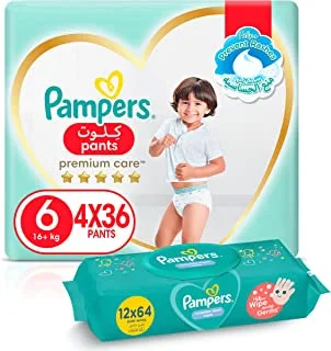Pampers Premium Care Pants, Size 6, 144 Diapers + 768 Complete Clean Baby Wet Wipes