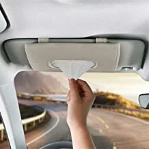 SHOWAY Car Visor Tissue Holder, Leather Napkin Cover, Paper Tissue Dispenser For Visor & Backseat, Vehicle（Beige）