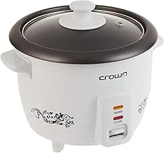 Crownline RC-168 Rice Cooker w/Steamer, White,Cooking Capacity 0.6L, Volume Capacity 1.0 L,RC-168