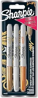 Sharpie 1986006 1 Count (Pack of 3) Fine Point Permanent Marker Metallic Pack 3 Gold/Silver
