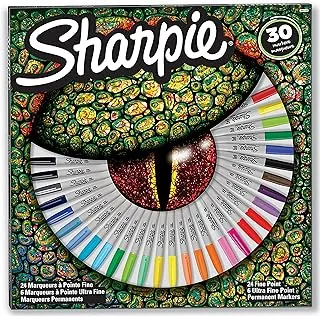 Sharpie Fine and Ultra Fine Point Permanent 30 Markers in LizaRed Box, Assorted
