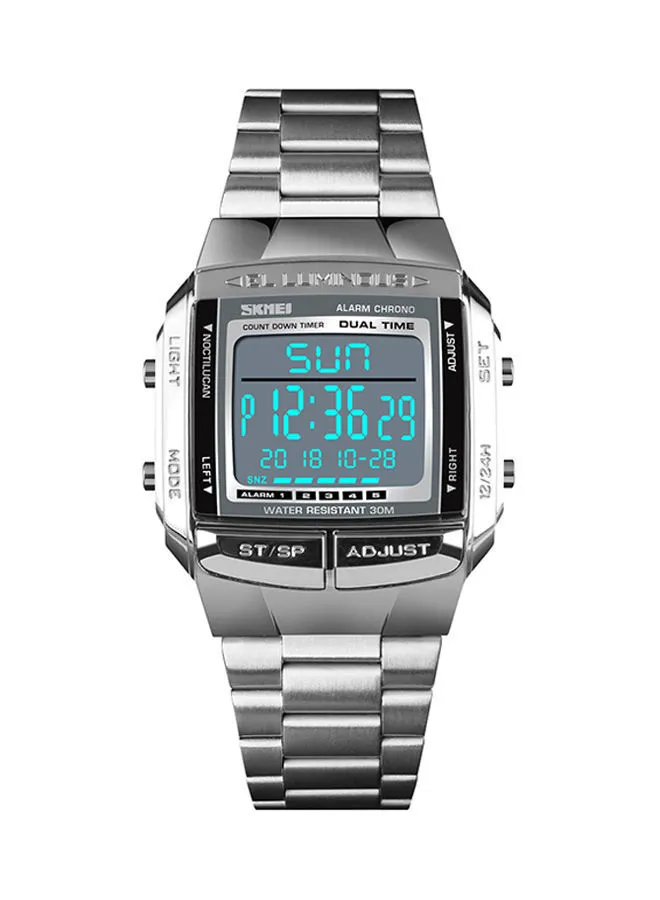 SKMEI Men's Stainless Steel Analog & Digital Watch 1381 - 35 mm - Silver