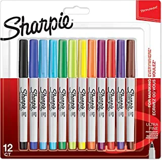 Sharpie Permanent Markers | Ultra-Fine Point | Assorted Colours | 12 Count