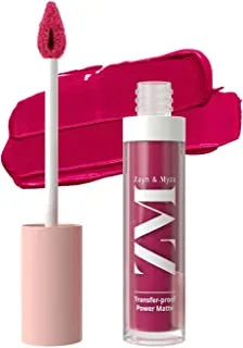 Zayn & Myza Transfer-Proof Power Matte Finish Lip Colour Water & Smudge Proof Long Lasting Hala & Vegan 6ml (Full Fuchsia)