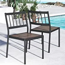 ZINUS Savannah Aluminum and Bamboo Outdoor Dining Side Chairs - Set of 2 / Premium Patio Chairs/Weather Resistant and Rust Proof/Easy Assembly