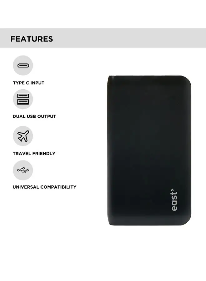 noon east Power Bank By Noon East -5000 mAH Of Card Size For Mobile & Tablet Black