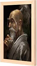 LOWHA Old chinese man wise Wall Art with Pan Wood framed Ready to hang for home, bed room, office living room Home decor hand made wooden color 23 x 33cm By LOWHA