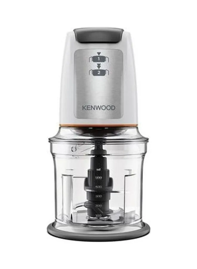 KENWOOD Chopper, 2 Speeds, Stainless Steel Quad Blade, Ice Crush Function, Mayonnaise Attachment 0.5 L 500 W CHP61.100WH White/Clear/Black