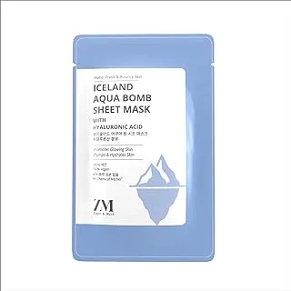 ZM Iceland Aqua Bomb Sheet Mask | Made in Korea | Instant glow hydrating Face Sheet mask for normal to oily skin | 20 gm (Pack of 2)