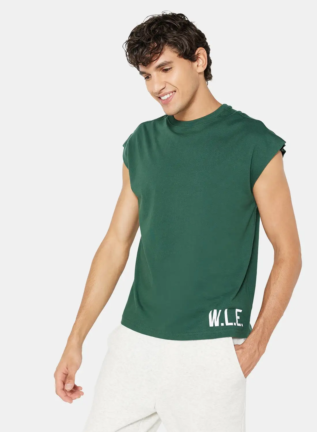 Sivvi x D'Atelier Eco-Friendly Logo Cap Sleeve T-Shirt Dark Green