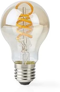 NEDIS WiFi Smart LED Dimmable Filament E27 Bulb, A60, 4.9W, 360lm, Voice Control via Alexa or Google Home, IFTTT, Plug & Play, No Hub or Subscription Required, SmartLife Warm to Cool White