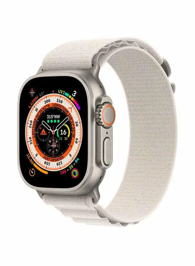 Apple Watch Ultra GPS + Cellular ، جراب تيتانيوم 49 ملم مع حلقة Alpine - ضوء نجوم متوسط
