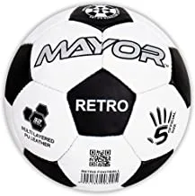 Mayor Retro Black & White Classic PU Hand Stitched Football (Size 5)