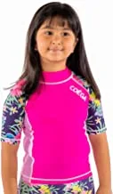 COEGA Kids Girls Rashguard Short Sleeves-Pink Purple Tropics