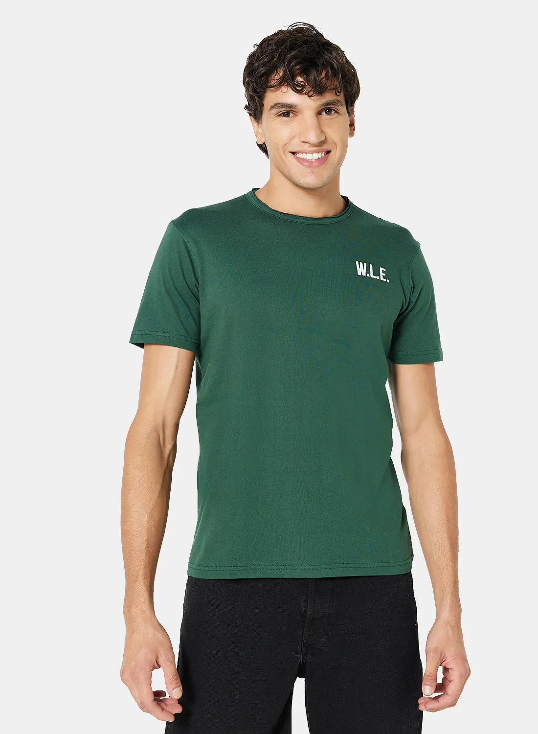 Sivvi x D'Atelier Eco-Friendly Essential Slogan Crew T-Shirt Dark Green