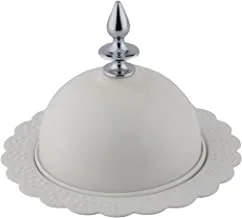 Al Saif Iron Round Candy Shape Date Bowl Size: Large, Color: Ivory White